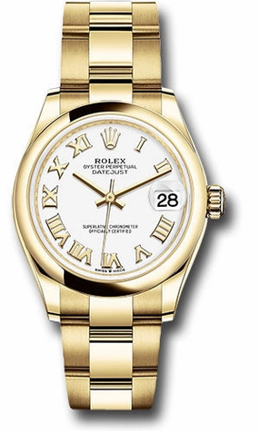   x Yellow Gold Datejust 31 Watch - Domed Bezel - White Roman Dial - Oyster Bracelet 278248 wro Datejust watch for sale   x Datejust watch