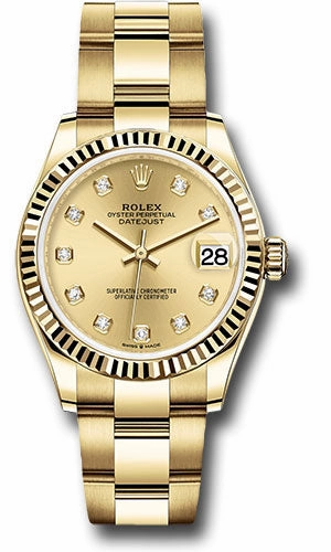   x Yellow Gold Datejust 31 Watch - Fluted Bezel - Champagne Diamond Dial - Oyster Bracelet 278278 chdo Datejust watch for sale   x Datejust watch