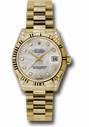   x Yellow Gold Datejust 31 Watch - Fluted Bezel - Mother-Of-Pearl Diamond Dial - President Bracelet 178238 mdp Datejust watch for sale   x Datejust watch