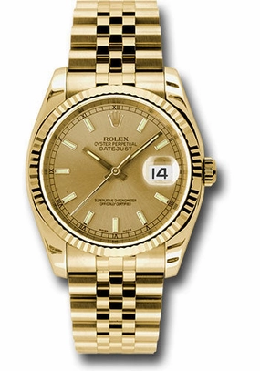   x Yellow Gold Datejust 36 Watch - Fluted Bezel - Champagne Index Dial - Jubilee Bracelet - 116238 chsj Datejust watch for sale   x Datejust watch