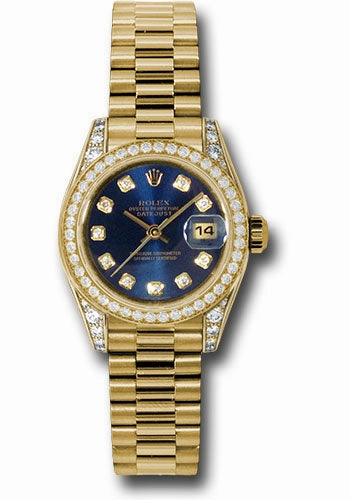   x Yellow Gold Lady-Datejust 26 Watch - 42 Diamond Bezel - Blue Diamond Dial - President Bracelet - 179158 bldp Datejust watch for sale   x Datejust watch