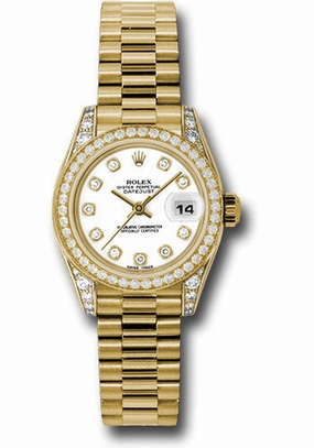   x Yellow Gold Lady-Datejust 26 Watch - 42 Diamond Bezel - White Diamond Dial - President Bracelet - 179158 wdp Datejust watch for sale   x Datejust watch