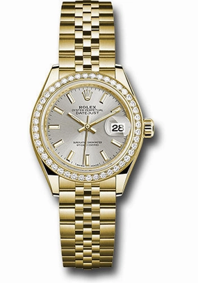   x Yellow Gold Lady-Datejust 28 Watch - 44 Diamond Bezel - Silver Index Dial - Jubilee Bracelet - 279138RBR sij Datejust watch for sale   x Datejust watch