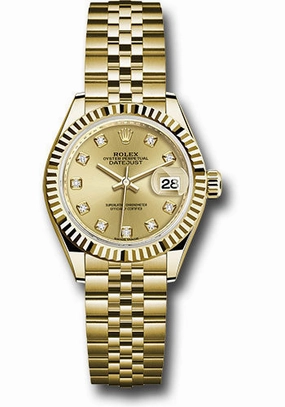   x Yellow Gold Lady-Datejust 28 Watch - Fluted Bezel - Champagne Diamond Dial - Jubilee Bracelet - 279178 chdj Datejust watch for sale   x Datejust watch