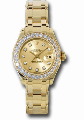   x Yellow Gold Lady-Datejust Pearlmaster 29 Watch - 32 Diamond Bezel - Champagne Diamond Dial - 80298 chd Datejust watch for sale   x Datejust watch