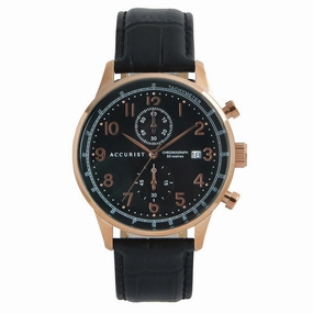 Accurist Chronograph Black Strap Rose Case Mens Watch 7353,seiko watches,mens watches,couple watches,watches designer,watches discount,best watches for men