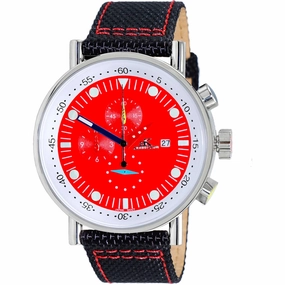 Adee Kaye Men's Watch - Cavalier Quartz Red and White Dial Black Strap | AK2267-40RD 