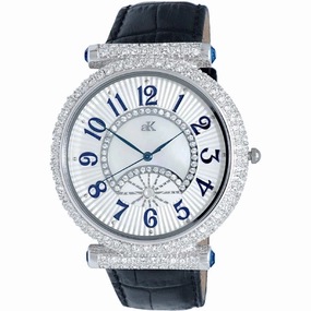 Adee Kaye Men's Watch - Florence Quartz White Dial Black Leather Strap | AK8685 