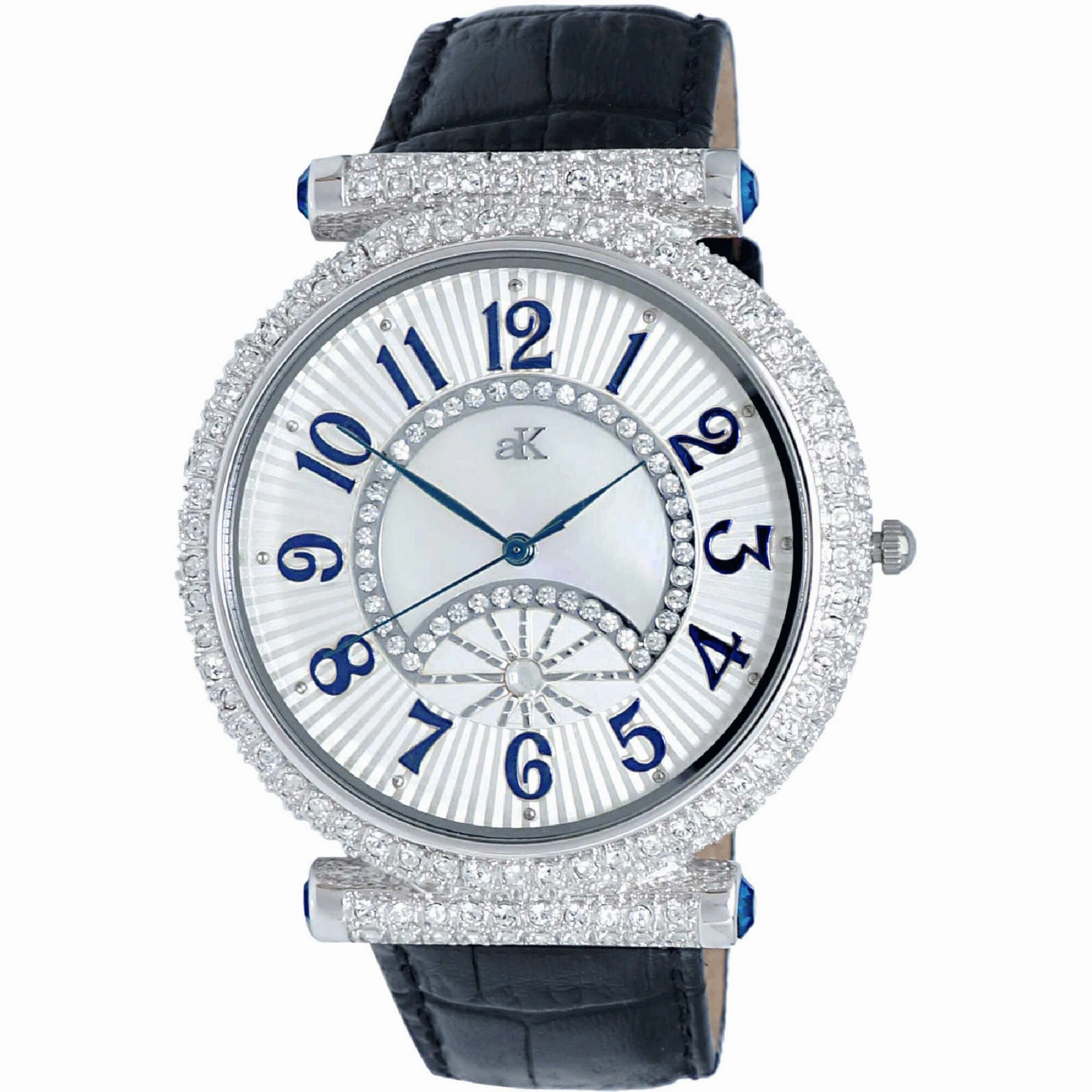 Adee Kaye Men's Watch - Florence Quartz White Dial Black Leather Strap | AK8685 