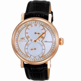 Adee Kaye Men's Watch - Mondo Automatic Silver Dial Leather Strap | AK5665-MRGSV 