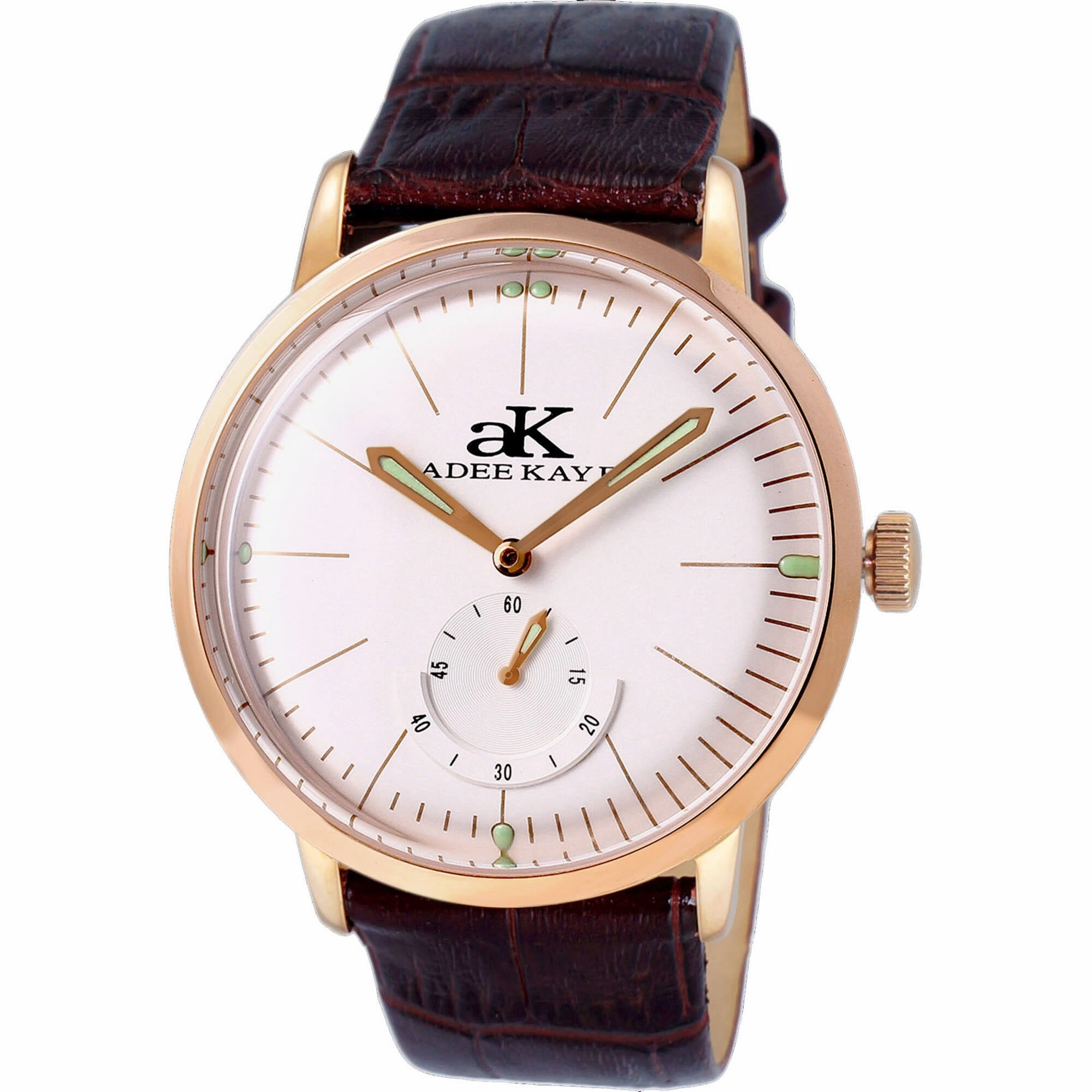 Adee Kaye Men's Watch - Simplicity White Dial Brown Leather Strap | AK9044N-MRG men's watches best men's watches under $500 affordable men's watches men watches classic