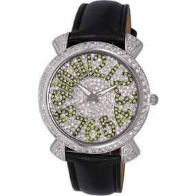 Adee Kaye Women's Watch - Flushy White and Silver Tone Dial Black Strap | AK2001-LGN Luxury Quartz Watch Quartz Watch Sale