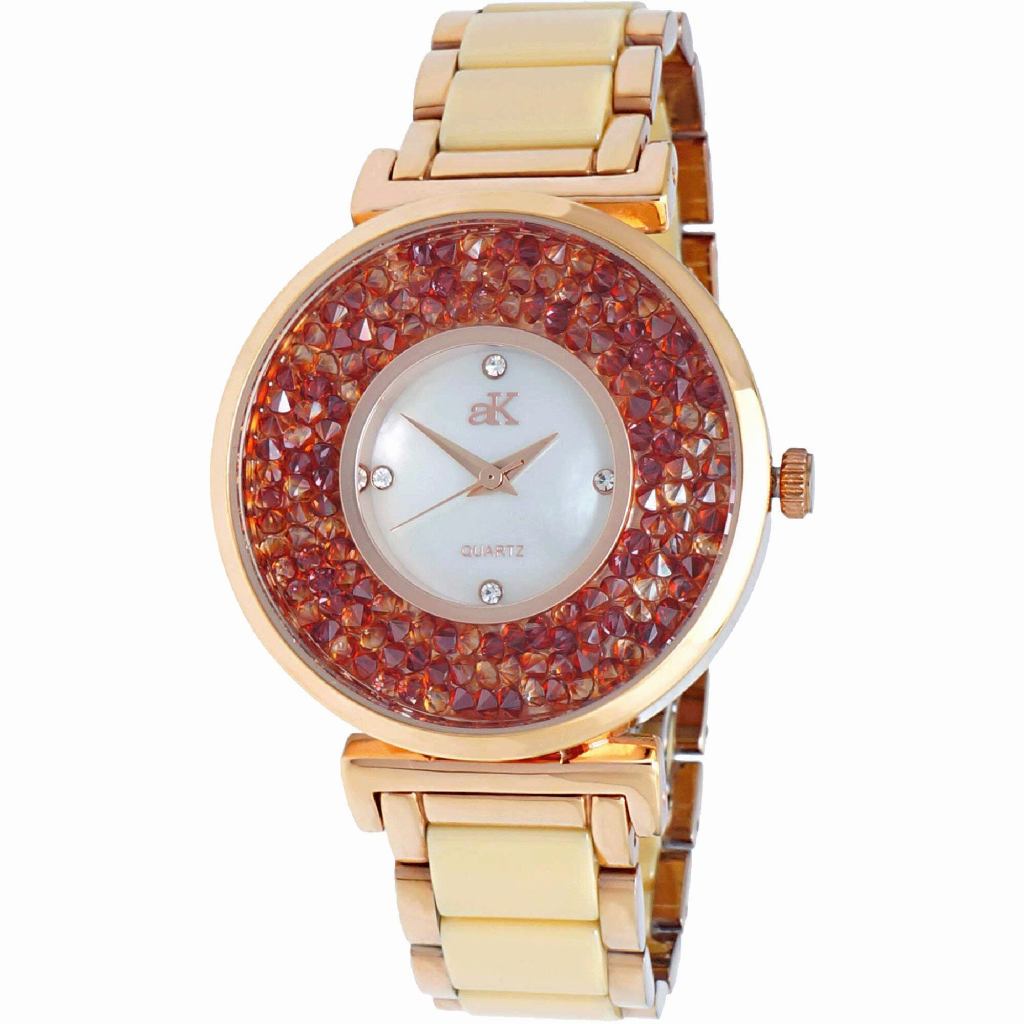 Adee Kaye Women's Watch - Pisa Quartz Red and White Mop Dial Steel Bracelet | AK8664 Luxury Quartz Watch Quartz Watch Sale