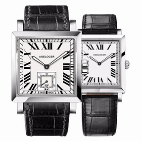 Agelocer Couple Watches for Men Women Square Quartz Watches Genuine Leather Band Waterproof Watches 3301-3401,seiko watches,mens watches,couple watches,watches designer,watches discount,watches for women,cople watchescouple watches luxury,couple watches on