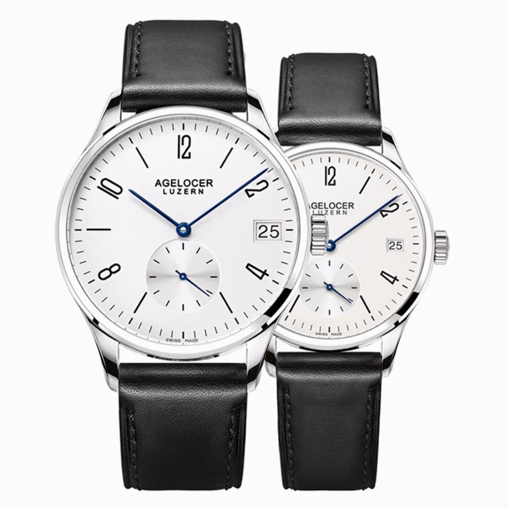 Agelocer Luxury Couple Watches for Lovers Genuine Leather Strap Quartz Casual Watches Free Shipping 1101A1-1202A1,seiko watches,mens watches,couple watches,watches designer,watches discount,watches for women,cople watchescouple watches luxury,couple watche