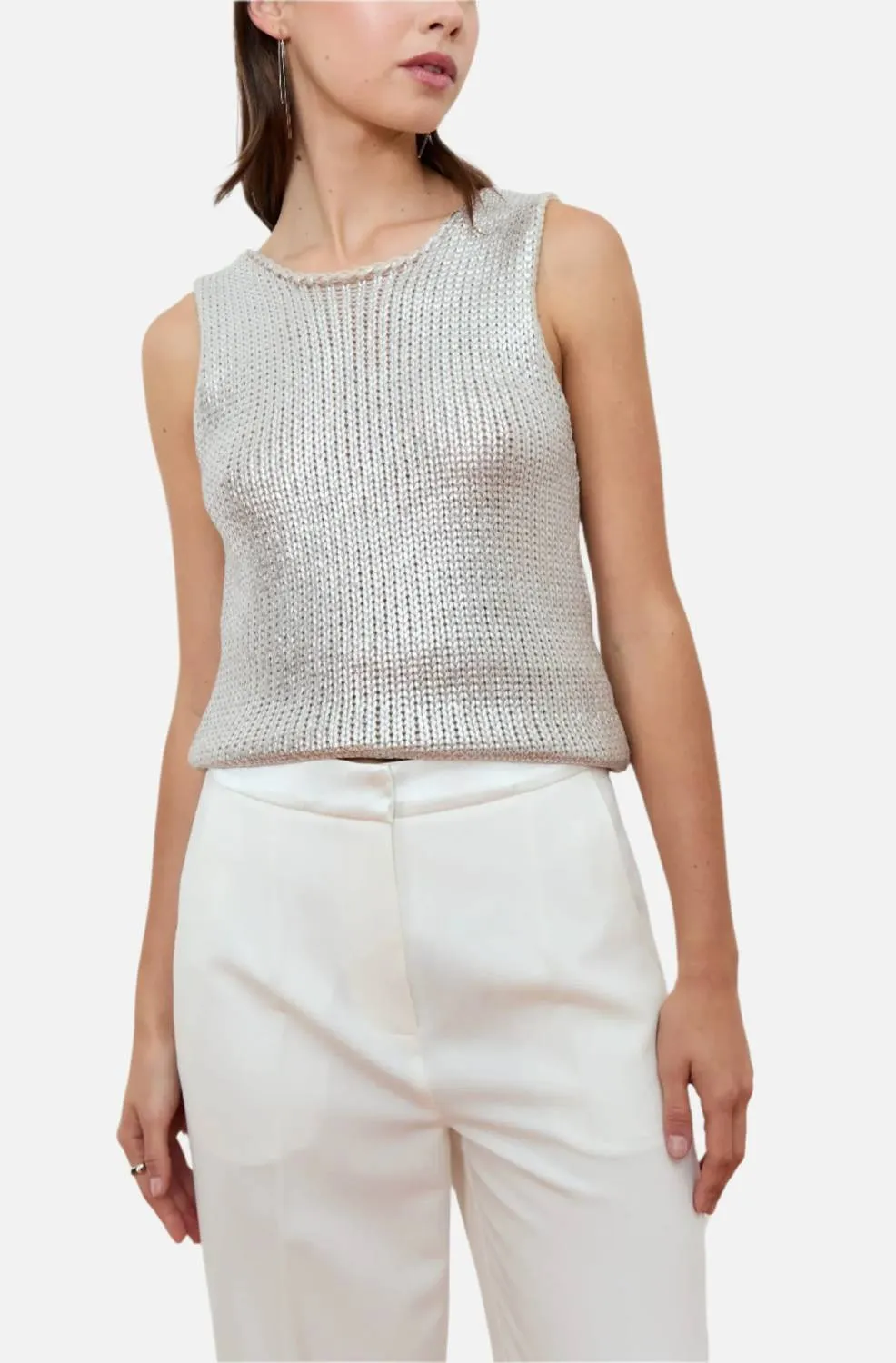 Aloe Knit Vest In Silver