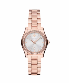 Armani Elegant Rose Gold Silver Dial Timepiece AR11558 