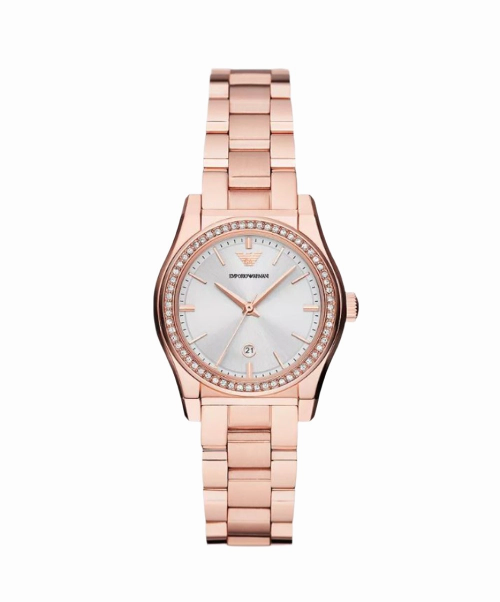 Armani Elegant Rose Gold Silver Dial Timepiece AR11558 