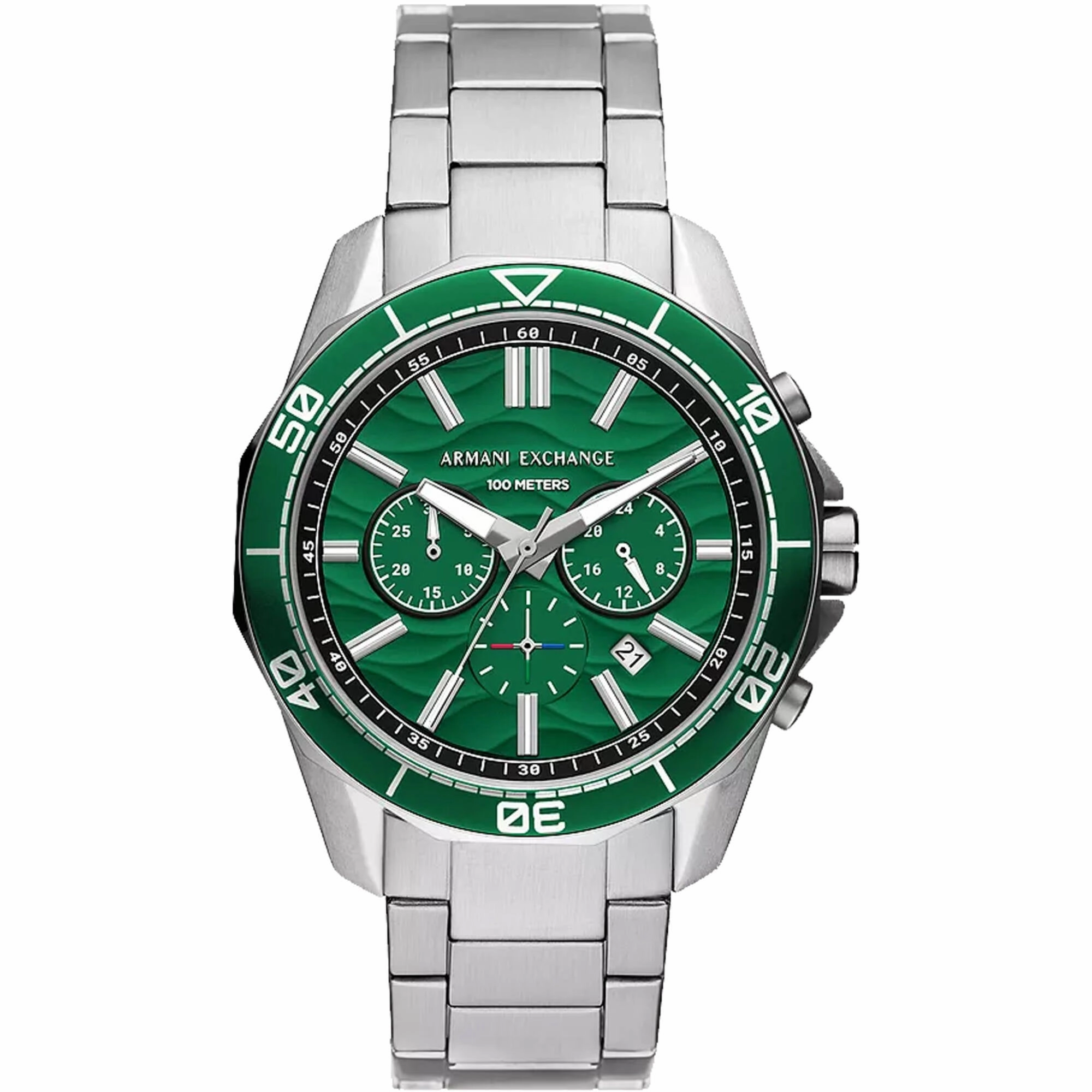 Armani Exchange Men's Watch - Spencer Quartz Green Dial Silver Bracelet | AX1957 Luxury Quartz Watch Quartz Watch Sale