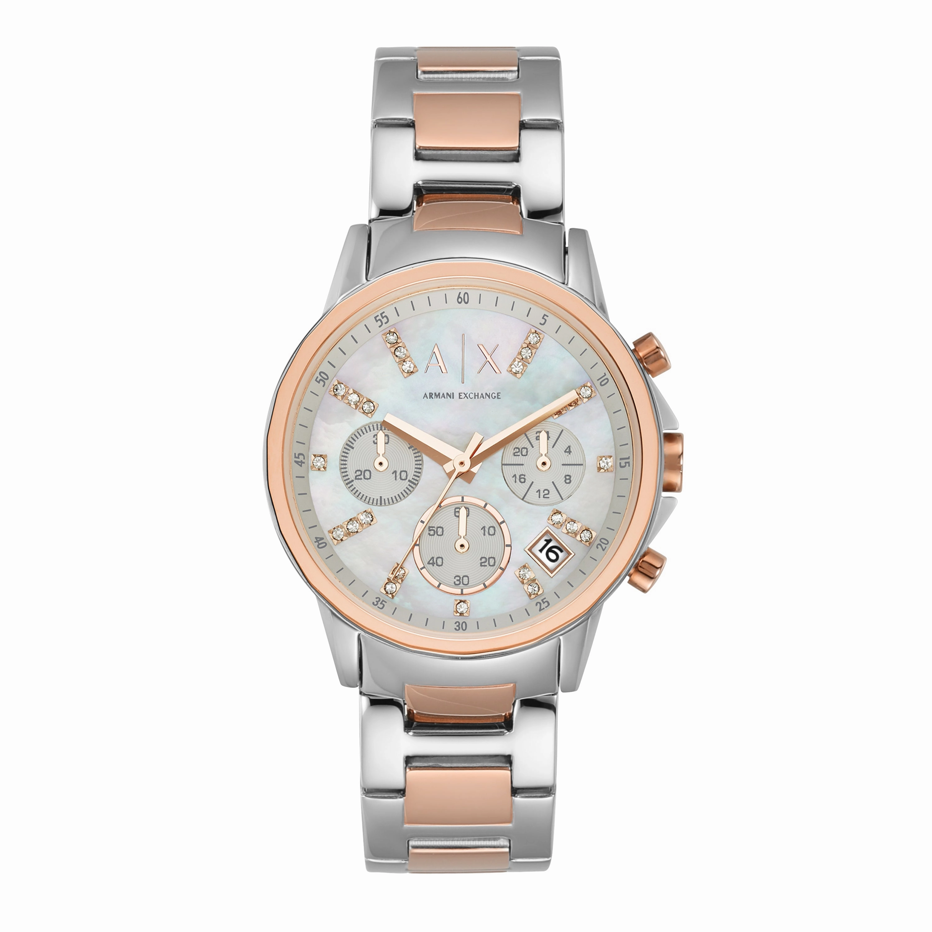 Armani Opulent Two-Tone Chronograph with Silver Dial AX4331,quartz watch, quartz watches for men, quartz watches for women, best quartz watch, minimalist quartz watch, luxury quartz watch, waterproof quartz watch,analog quartz watch, digital quartz watch,a