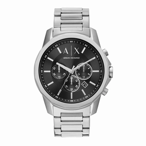 Armani Sophisticated Black Dial Chronograph Watch with Steel Band AX1720,quartz watch, quartz watches for men, quartz watches for women, best quartz watch, minimalist quartz watch, luxury quartz watch, waterproof quartz watch,analog quartz watch, digital q