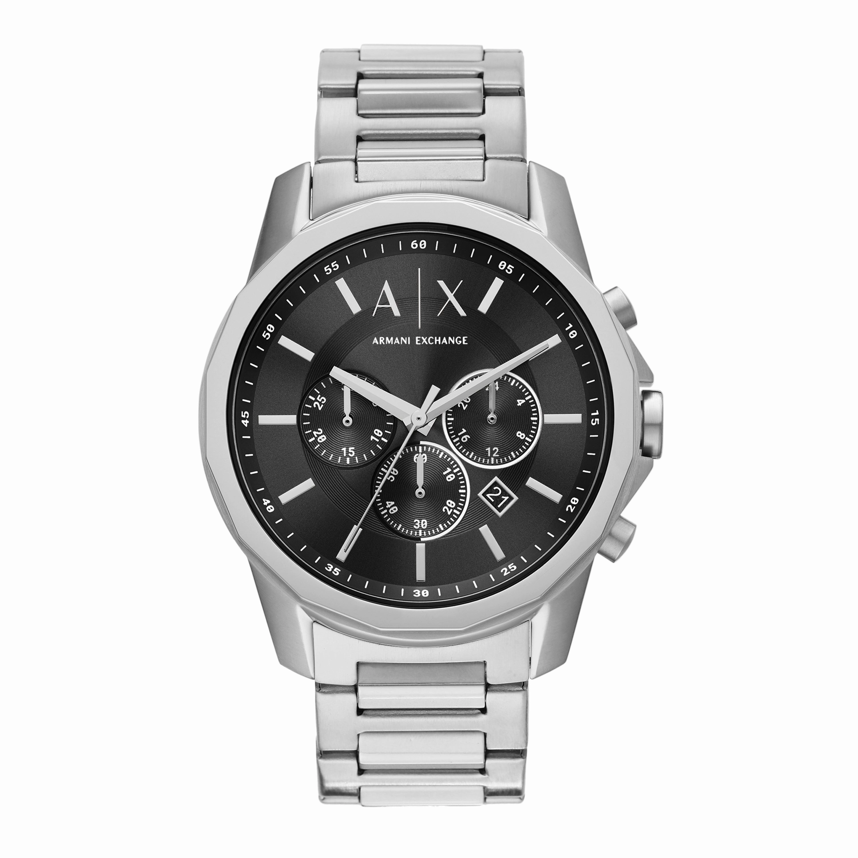 Armani Sophisticated Black Dial Chronograph Watch with Steel Band AX1720,quartz watch, quartz watches for men, quartz watches for women, best quartz watch, minimalist quartz watch, luxury quartz watch, waterproof quartz watch,analog quartz watch, digital q