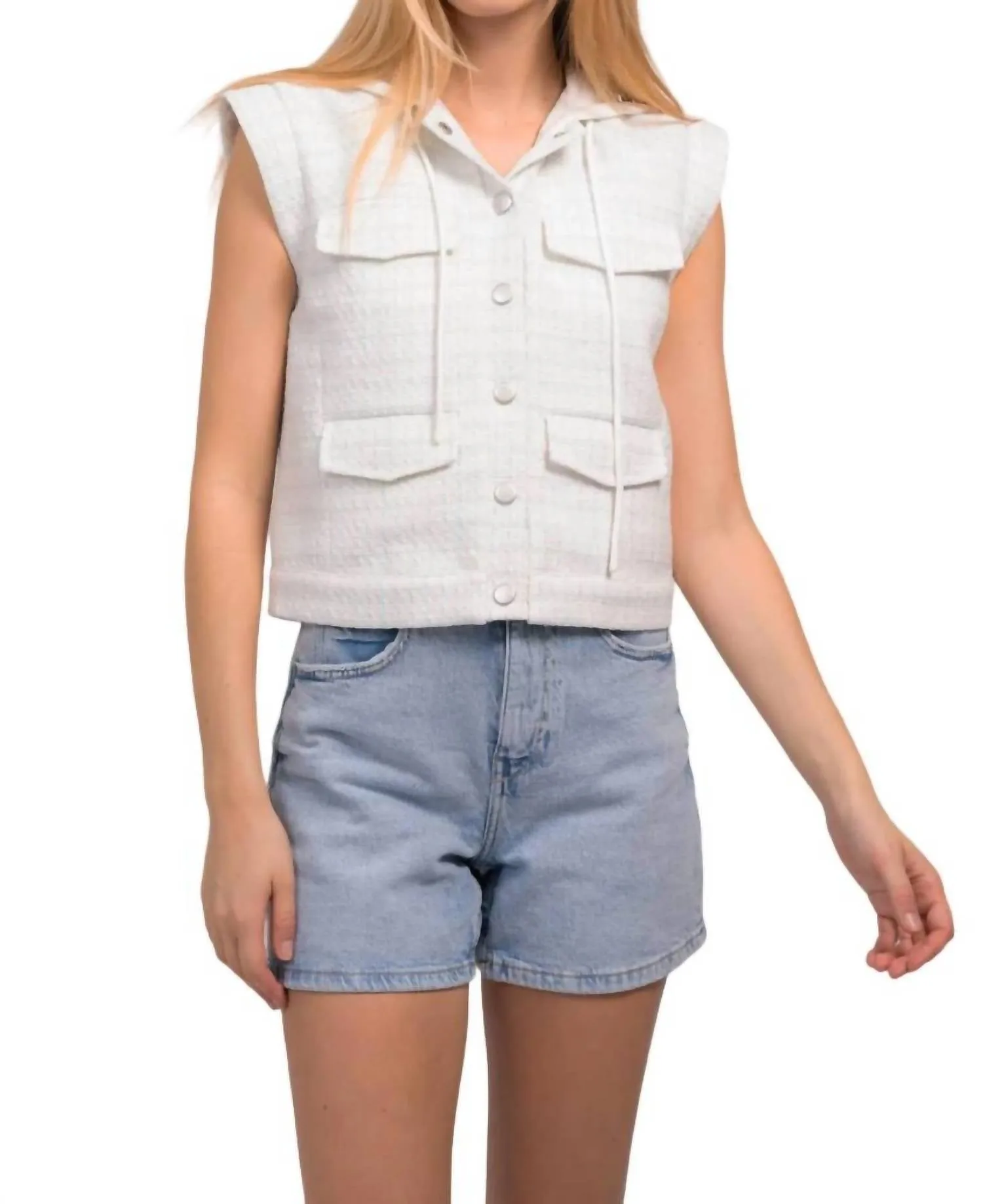 Ash Bomber Vest In Blue/white