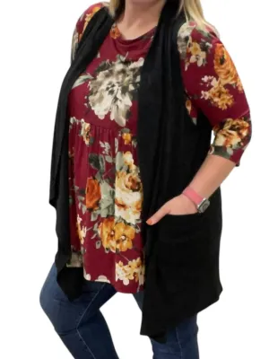 Asymmetrical Hem Vest In Black