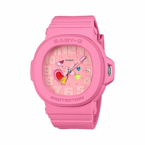 Baby-G Ana Swing Heart Dial Pink Resin Band Watch BGA10-4A 