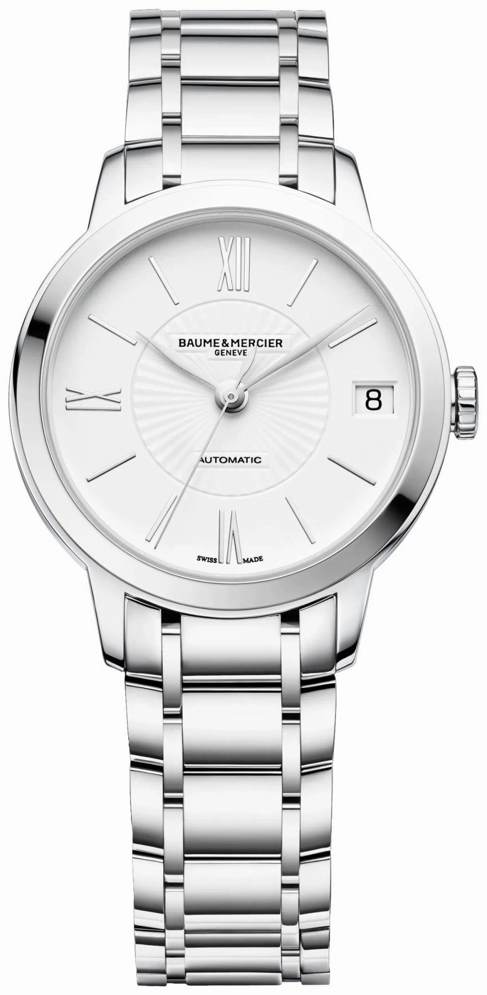 Baume & Mercier Classima Automatic Stainless Steel White Dial Date Womens Watch M0A10267 Women??s luxury watches Affordable women watches