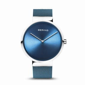 Bering Classic Polished Silver Ice Blue Watch 