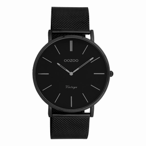 Black OOZOO watch with black metal mesh bracelet - C9932,seiko watches,mens watches,couple watches,watches designer,watches discount,best watches for men
