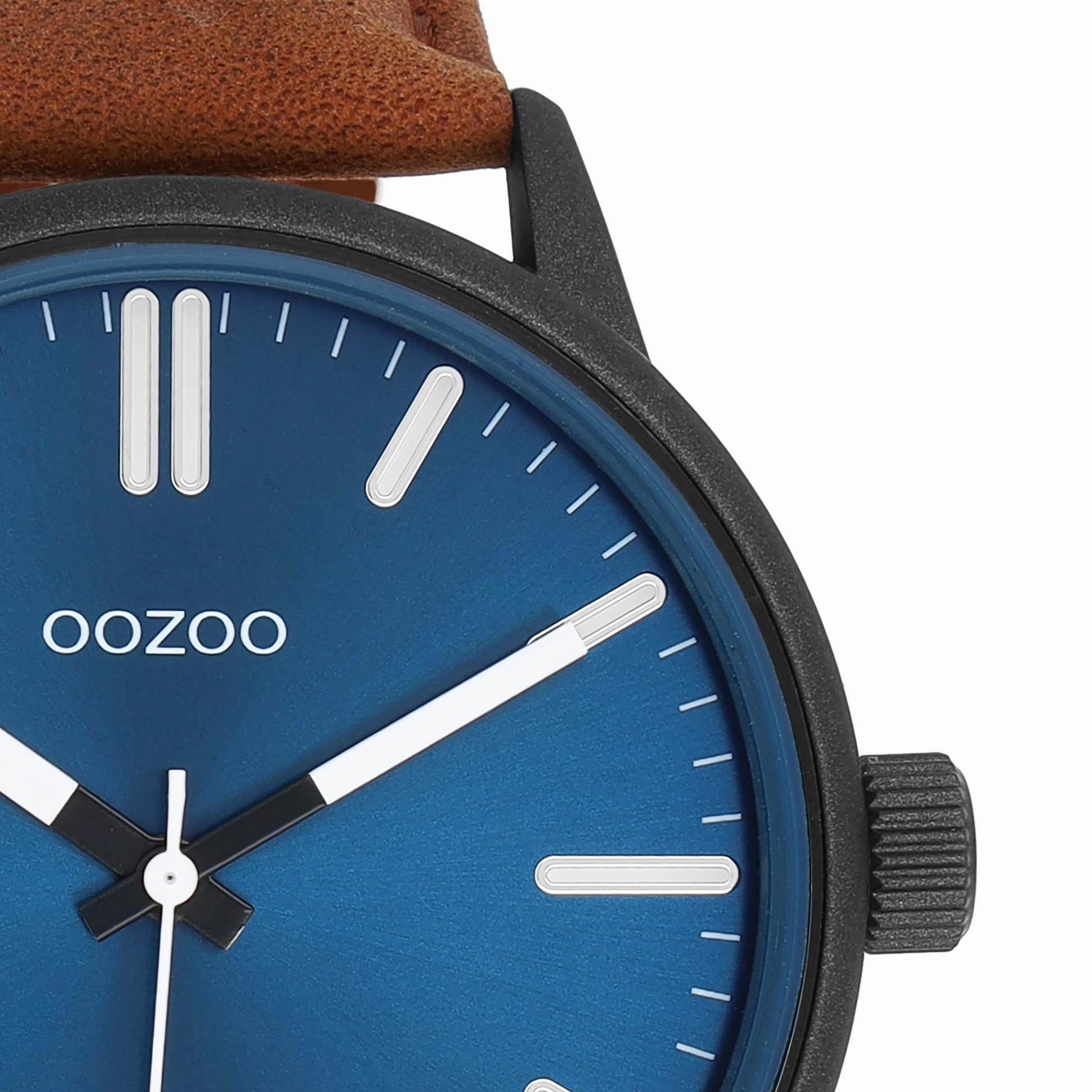 Black OOZOO watch with brown leather strap - C11401
