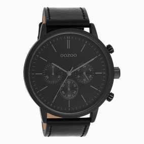 Black OOZOO watch with leather strap - C11203,seiko watches,mens watches,couple watches,watches designer,watches discount,best watches for men