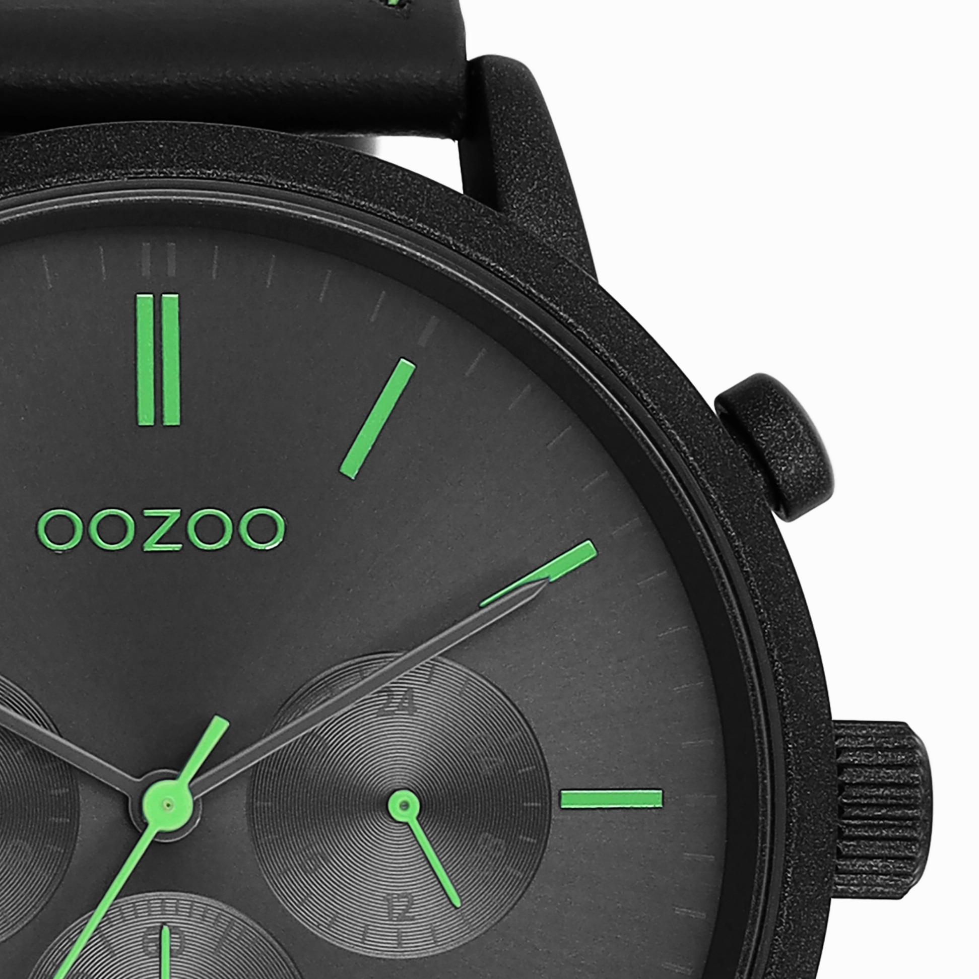 Black OOZOO watch with leather strap - C11208