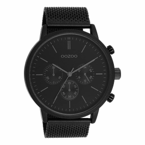 Black OOZOO watch with metal mesh bracelet - C11204,seiko watches,mens watches,couple watches,watches designer,watches discount,best watches for men