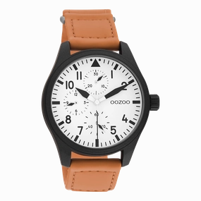Black OOZOO watch with orange velcro strap - C11005,seiko watches,mens watches,couple watches,watches designer,watches discount,best watches for men
