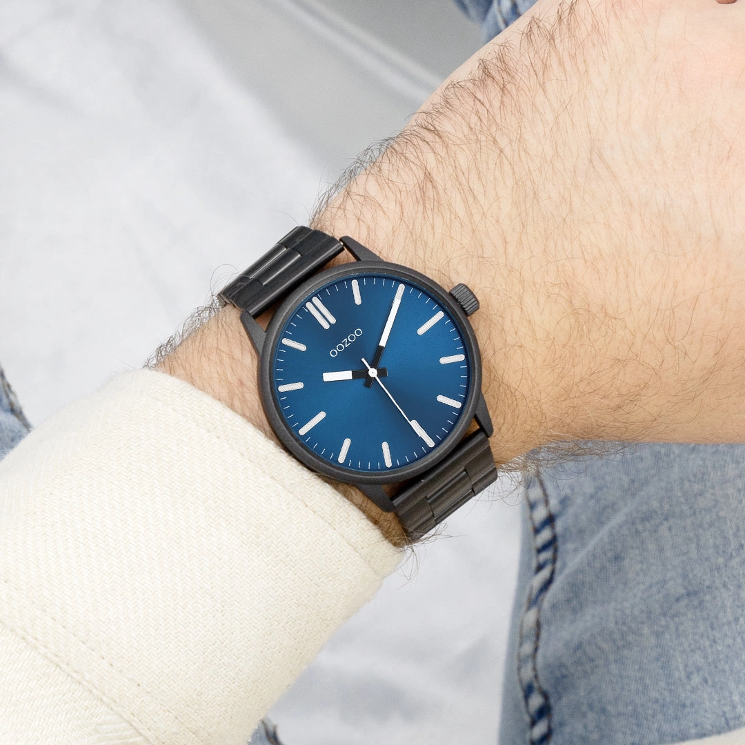 Black OOZOO watch with stainless steel bracelet - C11403