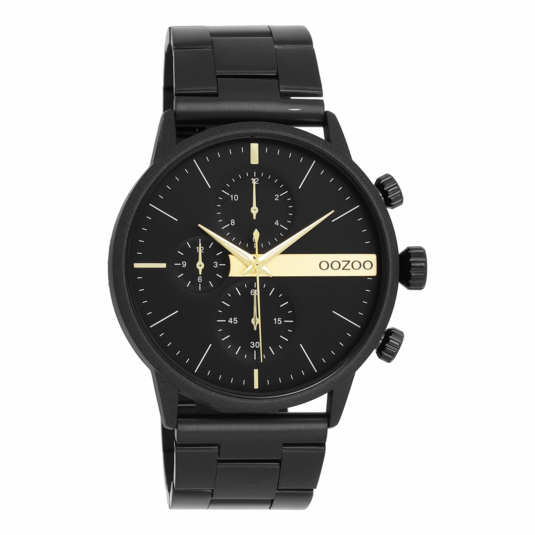 Black OOZOO watch with stainless steel bracelet - C11412