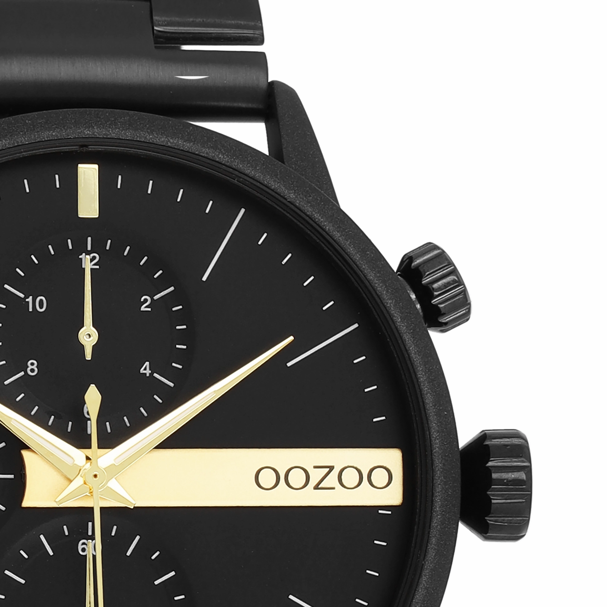 Black OOZOO watch with stainless steel bracelet - C11412