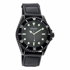 Black OOZOO watch with velcro strap - C11012,seiko watches,mens watches,couple watches,watches designer,watches discount,best watches for men