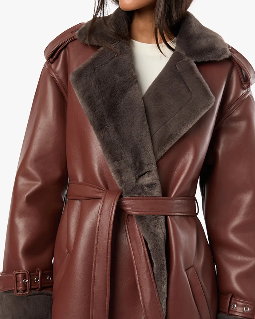 Bonded Faux Fur Overcoat