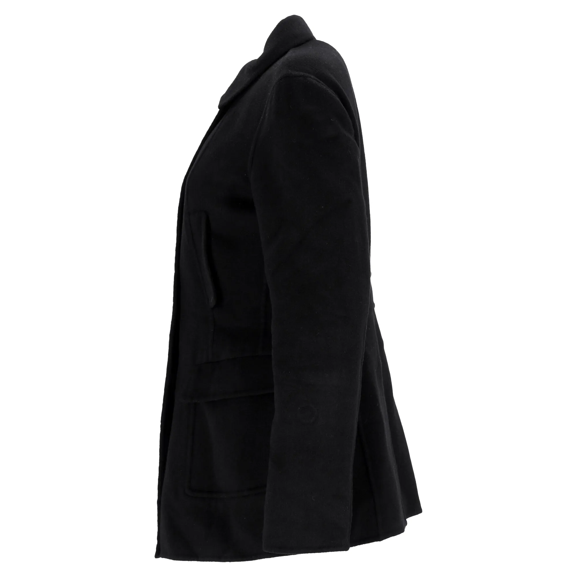 Boss Double-Breasted Coat in Black Wool
