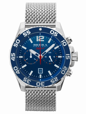 Brera Orologi BRSPMIC4404-SS-MIL Mistral Mens Silver & Blue Chronograph Watch Sports Watch for Men/Women Budget Sports Watch Luxury Sports Watch