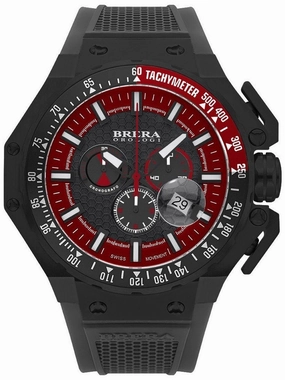 Brera Orologi GRAN TURISMO Men's Italian Black Red 54mm Watch BRGTC5407 Sports Watch for Men/Women Budget Sports Watch Luxury Sports Watch