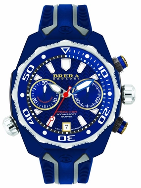 Brera Orologi PRODIVER Blue IP 47mm Chronograph Mens Watch BRDV2C4707 Hypoallergenic Silicone Watch Discount Silicone Watches