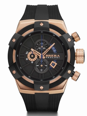 Brera Orologi SUPERSPORTIVO Men's Italian 48mm Black Rosegold IP Watch BRSSC4902 Sports Watch for Men/Women Budget Sports Watch Luxury Sports Watch