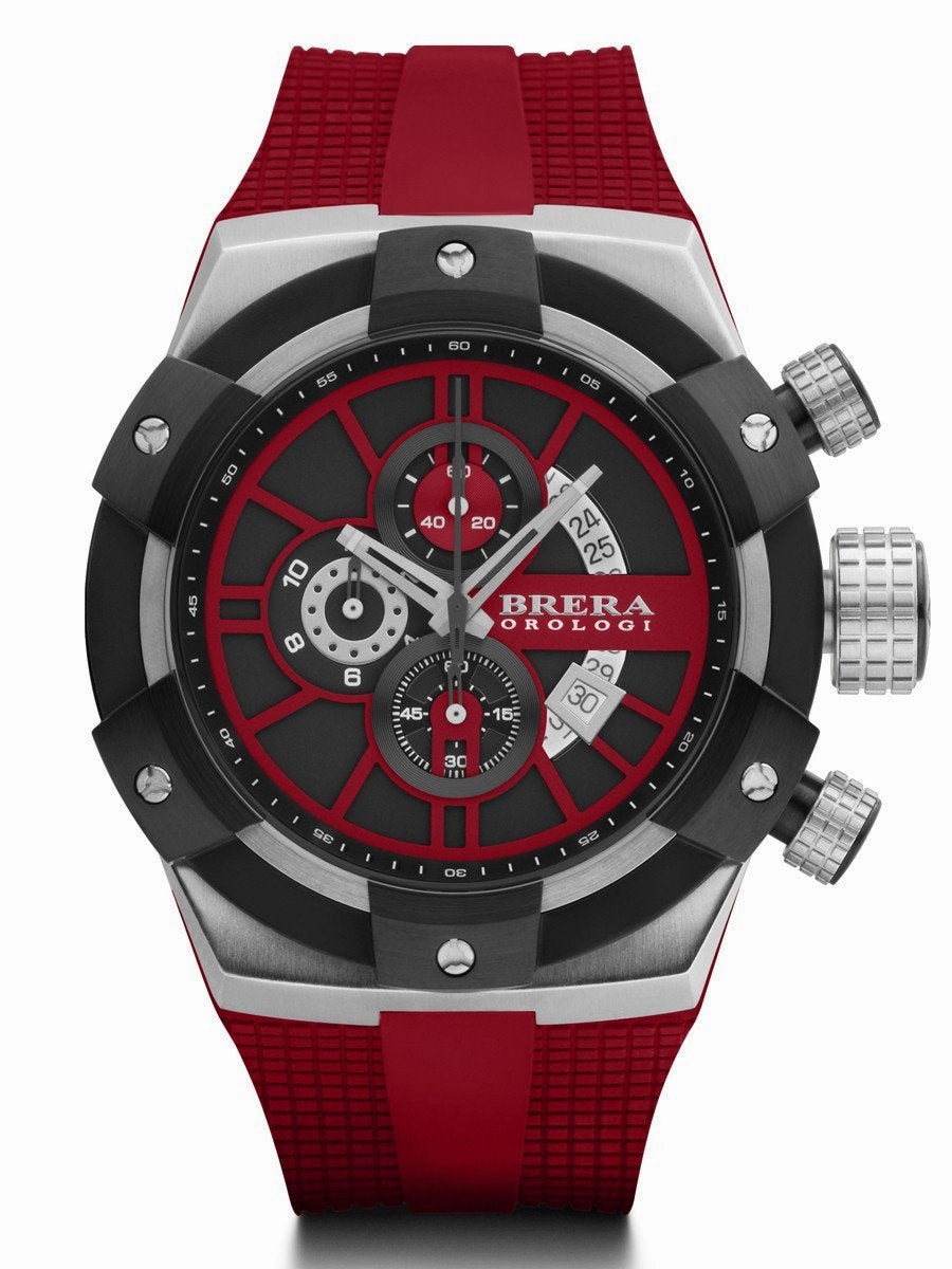 Brera Orologi SUPERSPORTIVO Men's Italian Red 48mm Watch BRSSC4915 Sports Watch for Men/Women Budget Sports Watch Luxury Sports Watch