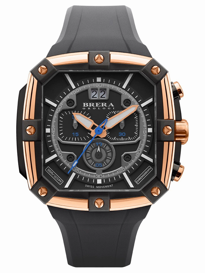 Brera Orologi SUPERSPORTIVO SQUARE Men's Swiss Made Gold 48mm Watch BRSS2C4603 Sports Watch for Men/Women Budget Sports Watch Luxury Sports Watch