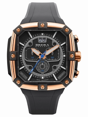 Brera Orologi SUPERSPORTIVO SQUARE Men's Swiss Made Gold 48mm Watch BRSS2C4603 Sports Watch for Men/Women Budget Sports Watch Luxury Sports Watch